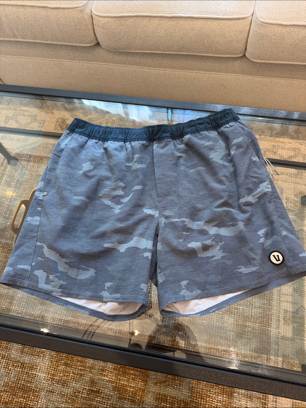 Vuori Men's Blue Camo Performance Shorts